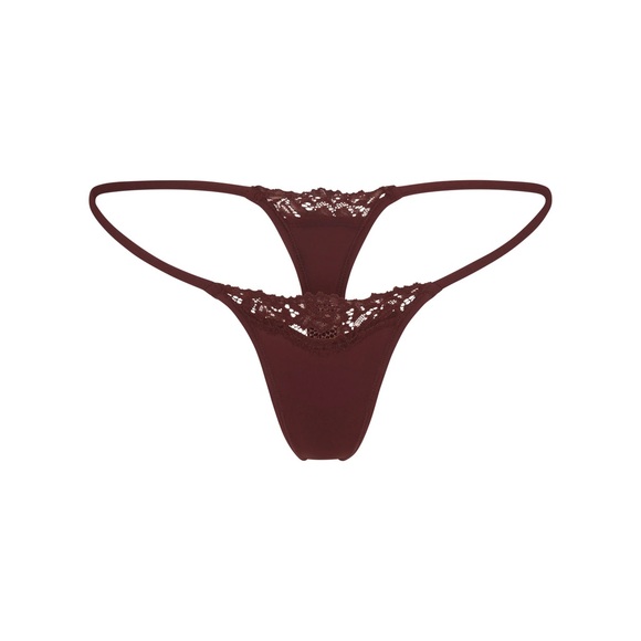 SKIMS *SET* FITS EVERYBODY LACE STRING THONG in ONYX & ONYX BLOOD - Picture 3 of 9